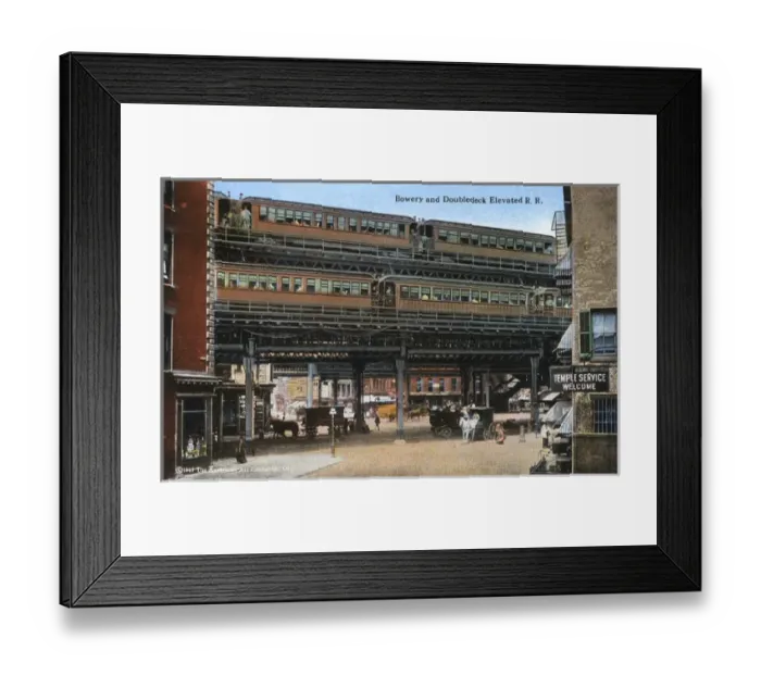 Framed Print : New York City, USA - Bowery and Doubledeck Elevated Railroad Framed Print : New York City, USA - Bowery and Doubledeck Elevated Railroad