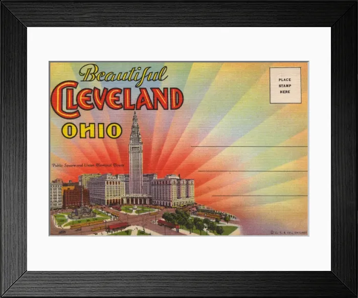 Framed Print : Cleveland, Ohio, USA - Cover of Souvenir fold-out folder Framed Print : Cleveland, Ohio, USA - Cover of Souvenir fold-out folder