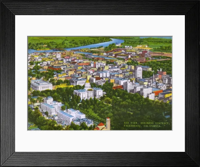 Framed Print : Sacramento, California, USA, Business District - Aerial View Framed Print : Sacramento, California, USA, Business District - Aerial View
