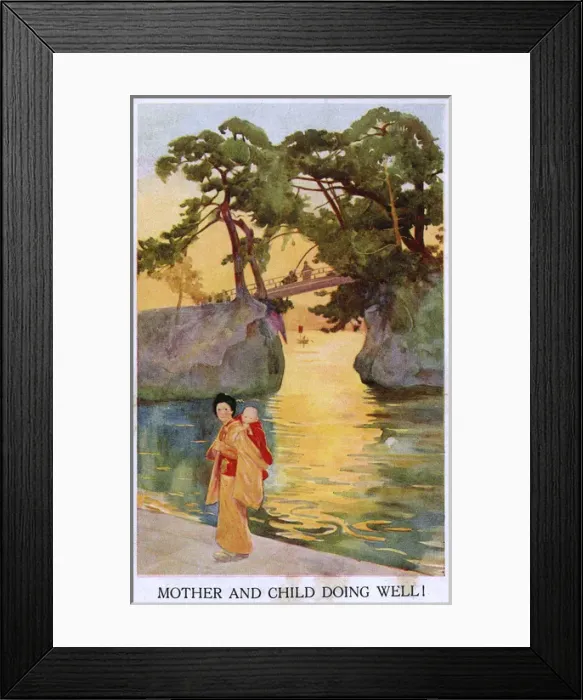 Framed Print : Japanese woman carrying her baby Framed Print : Japanese woman carrying her baby