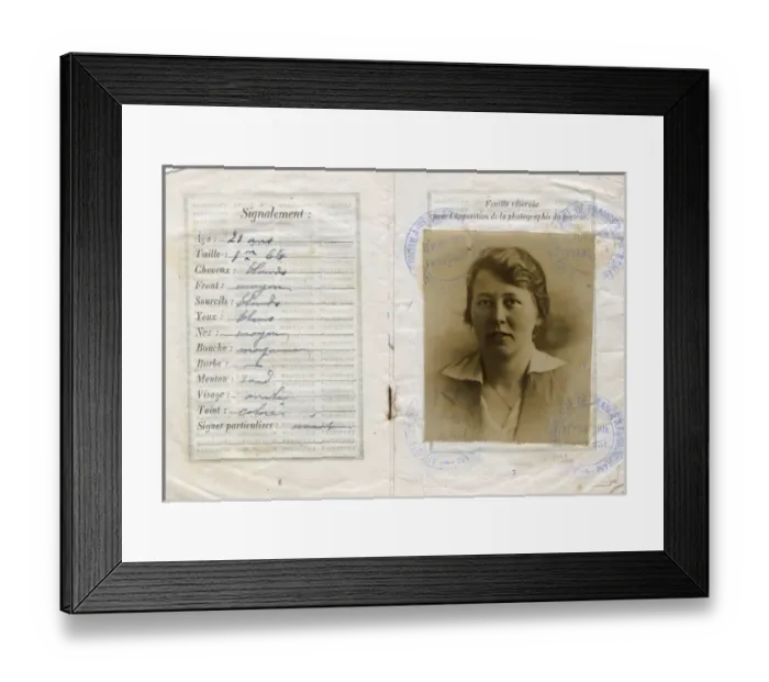 Framed Print : Details and photo, French passport Framed Print : Details and photo, French passport
