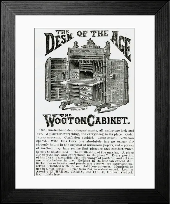 Framed Print : Advert for Wooton Cabinet 1884 Framed Print : Advert for Wooton Cabinet 1884