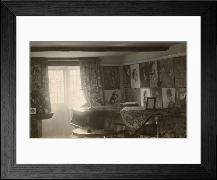Framed Print : Room with grand piano and posters Framed Print : Room with grand piano and posters