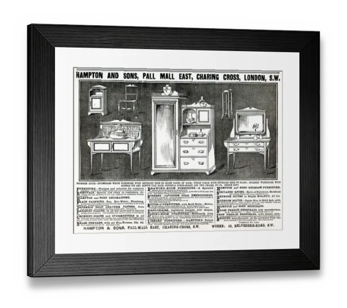 Framed Print : Advert for Hampton & Sons bedroom suite 1886 Framed Print : Advert for Hampton & Sons bedroom suite 1886