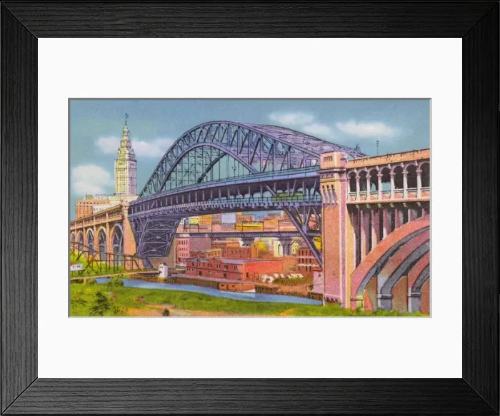 Framed Print : Cleveland, Ohio, USA - High Level Bridge looking east Framed Print : Cleveland, Ohio, USA - High Level Bridge looking east