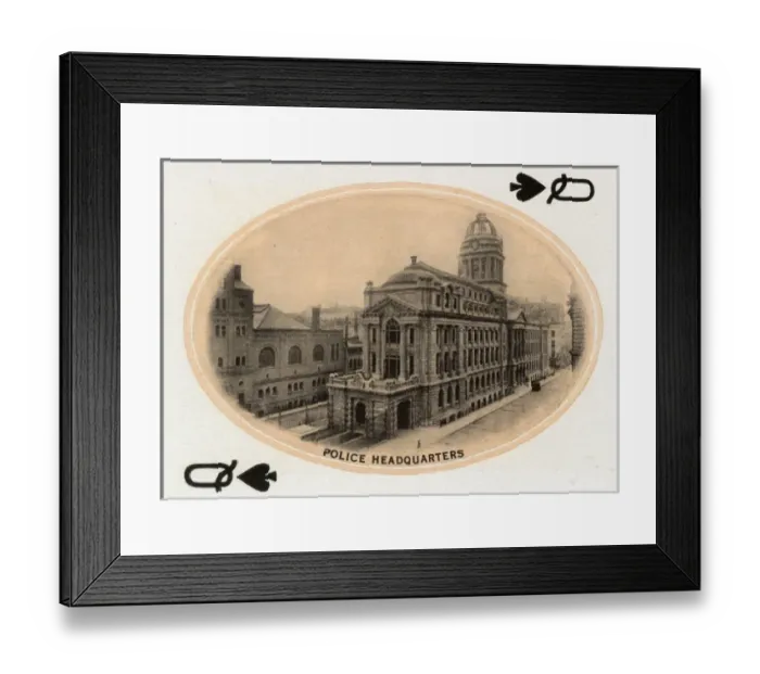 Framed Print : New York City - Playing card - Police HQ - Queen of Spades Framed Print : New York City - Playing card - Police HQ - Queen of Spades