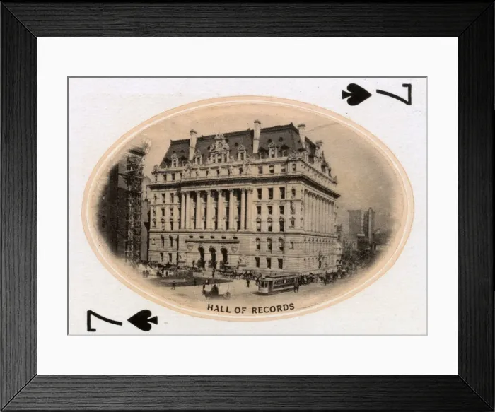Framed Print : New York City - Playing card - Hall of Records - 7 of Spades Framed Print : New York City - Playing card - Hall of Records - 7 of Spades