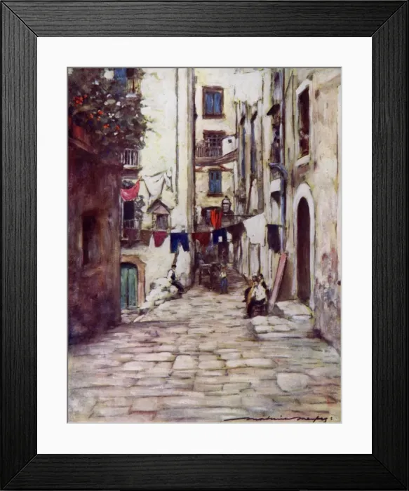 Framed Print : Naples / Side Street 20C Framed Print : Naples / Side Street 20C