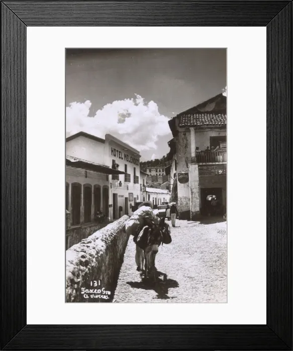Framed Print : Taxco, Mexico - pack mule and Hotel Melendez Framed Print : Taxco, Mexico - pack mule and Hotel Melendez