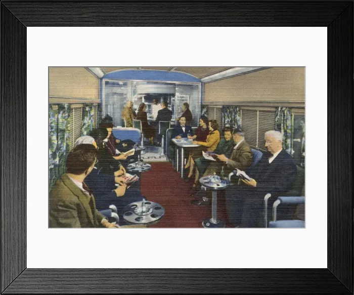 Framed Print : Coffee Shop Club, Blue Bird streamliner train, USA Framed Print : Coffee Shop Club, Blue Bird streamliner train, USA