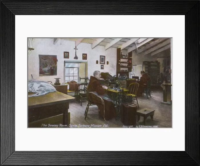Framed Print : Monks in Franciscan Mission, Santa Barbara, California, USA Framed Print : Monks in Franciscan Mission, Santa Barbara, California, USA