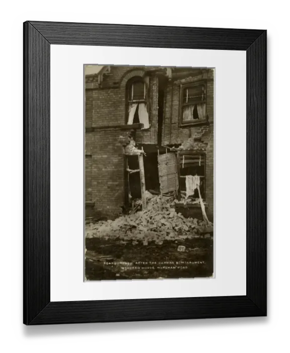 Framed Print : Scarborough house wrecked 1914 Framed Print : Scarborough house wrecked 1914