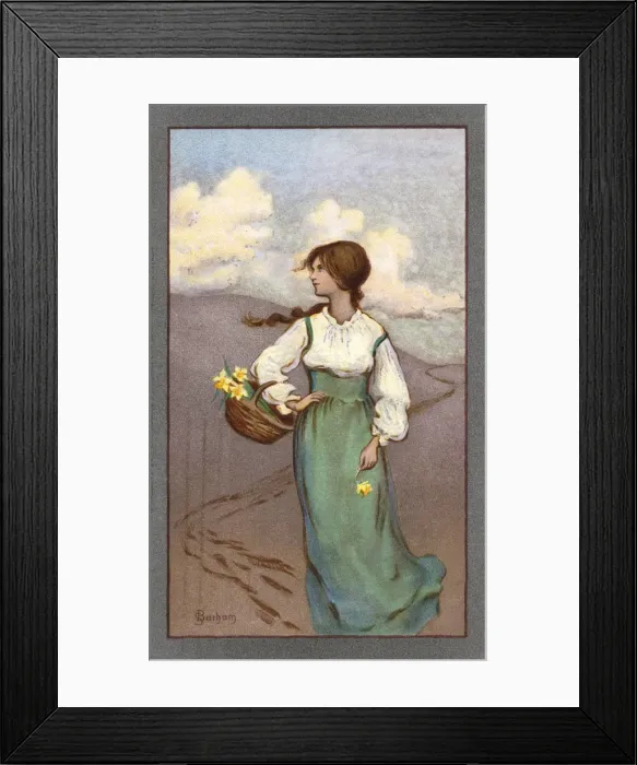 Framed Print : Girl and Daffodils Framed Print : Girl and Daffodils