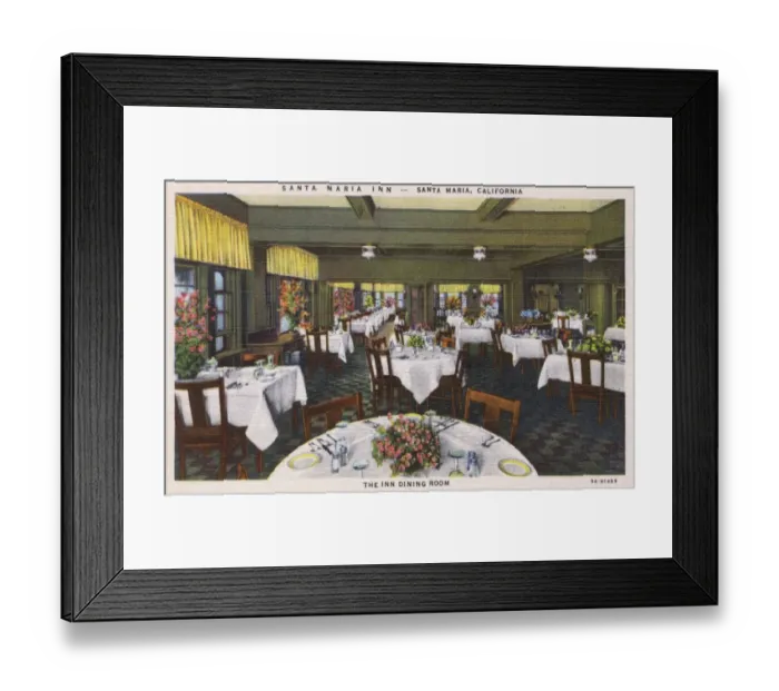 Framed Print : Dining Room, Santa Maria Inn, Santa Barbara, California, USA Framed Print : Dining Room, Santa Maria Inn, Santa Barbara, California, USA