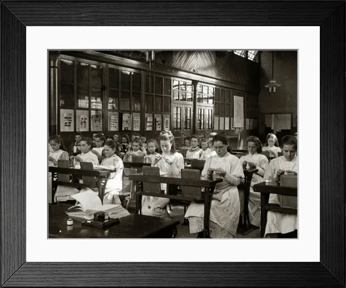 Framed Print : Barnardos Girls Village Home, Barkingside - Embroidery Framed Print : Barnardos Girls Village Home, Barkingside - Embroidery