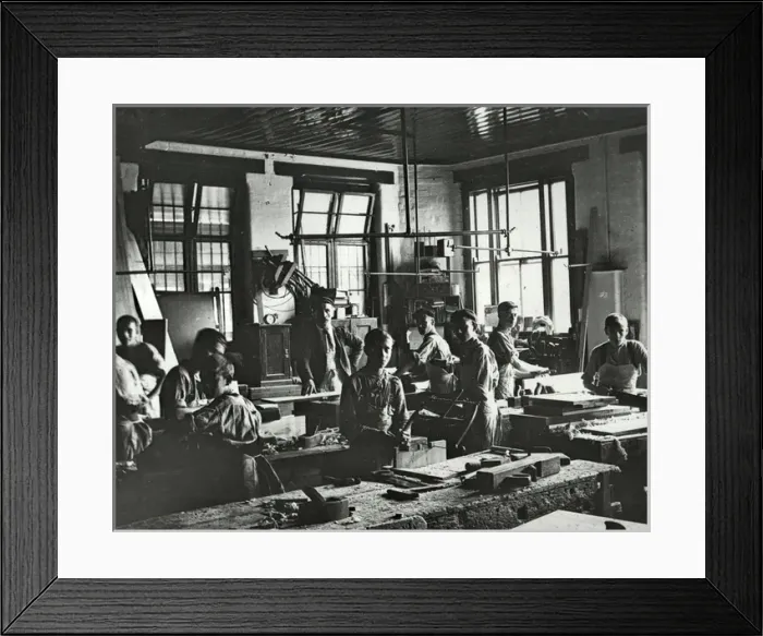 Framed Print : Barnardos Boys Home, Stepney Causeway - Carpentry Shop Framed Print : Barnardos Boys Home, Stepney Causeway - Carpentry Shop