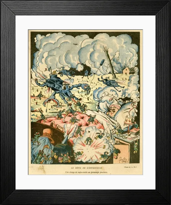 Framed Print : Cartoon, The Inventors Dream, WW1 Framed Print : Cartoon, The Inventors Dream, WW1