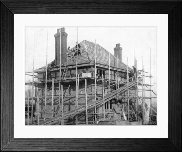 Framed Print : Borstal Inmates Building a House Framed Print : Borstal Inmates Building a House