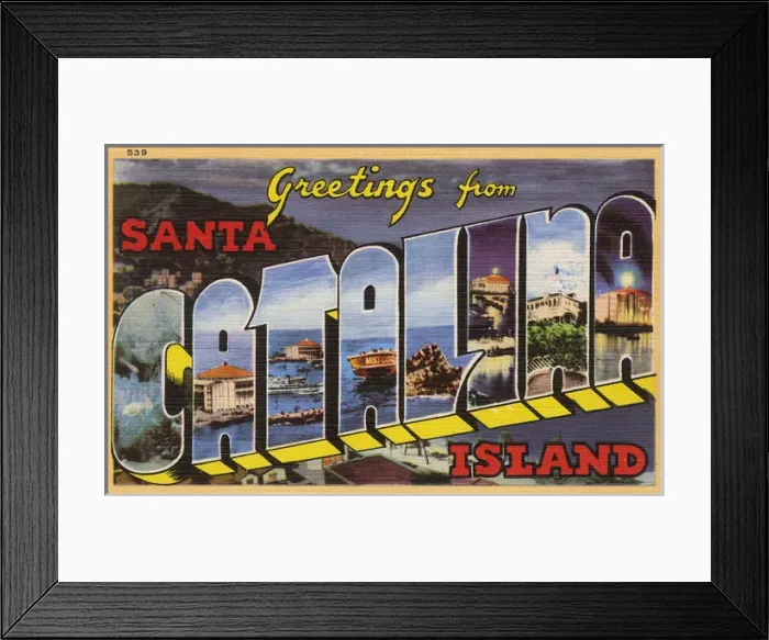 Framed Print : Greetings postcard, Santa Catalina Island, California, USA Framed Print : Greetings postcard, Santa Catalina Island, California, USA
