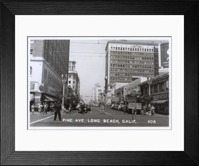 Framed Print : View of Pine Avenue, Long Beach, California, USA Framed Print : View of Pine Avenue, Long Beach, California, USA