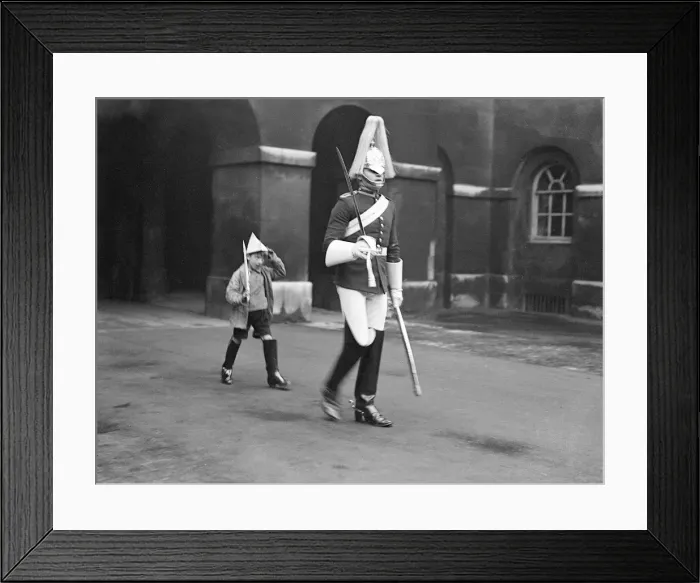 Framed Print : Boy Imitating Guardsman Framed Print : Boy Imitating Guardsman