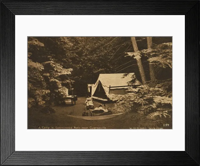 Framed Print : Camp near Guerneville, Sonoma County, California, USA Framed Print : Camp near Guerneville, Sonoma County, California, USA