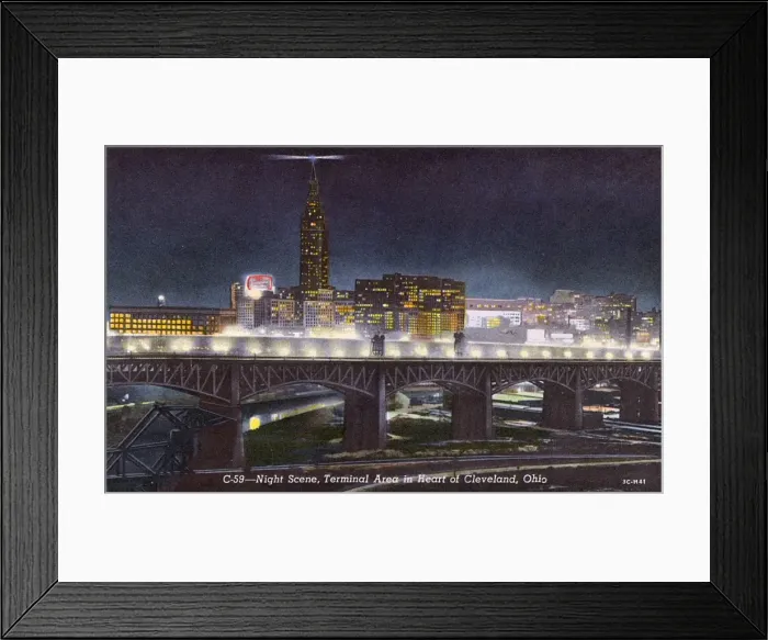 Framed Print : Cleveland, Ohio, USA - Night scene in the Terminal Area Framed Print : Cleveland, Ohio, USA - Night scene in the Terminal Area