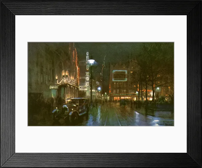 Framed Print : Leicester Square, London, by night 1926 Framed Print : Leicester Square, London, by night 1926