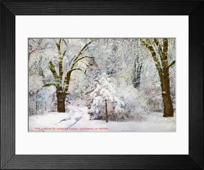 Framed Print : Snowy winter scene in Yosemite Valley, California, USA Framed Print : Snowy winter scene in Yosemite Valley, California, USA