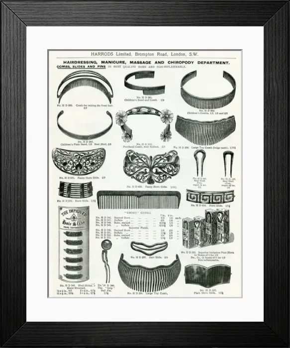 Framed Print : Trade catalogue of hair accessories 1911 Framed Print : Trade catalogue of hair accessories 1911