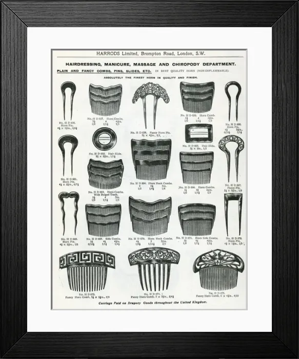 Framed Print : Trade catalogue of hair accessories 1911 Framed Print : Trade catalogue of hair accessories 1911