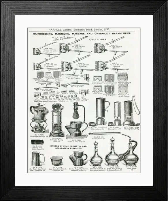 Framed Print : Trade catalogue of mens manicure equipment 1911 Framed Print : Trade catalogue of mens manicure equipment 1911