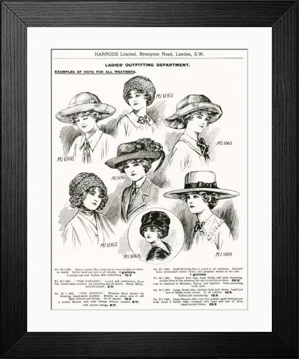 Framed Print : Trade catalogue of womens hats 1911 Framed Print : Trade catalogue of womens hats 1911
