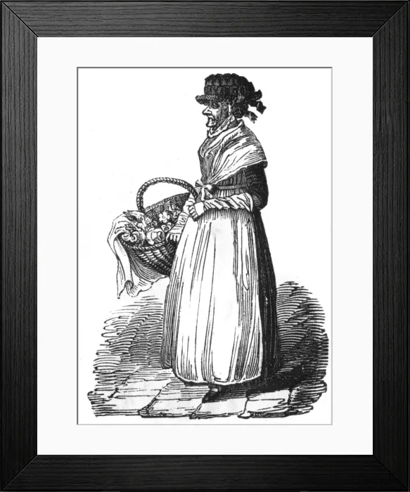 Framed Print : Street seller of flowers, c. 1820 Framed Print : Street seller of flowers, c. 1820