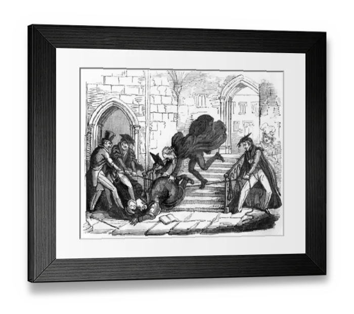 Framed Print : Practical joke in university town, c. 1820 Framed Print : Practical joke in university town, c. 1820