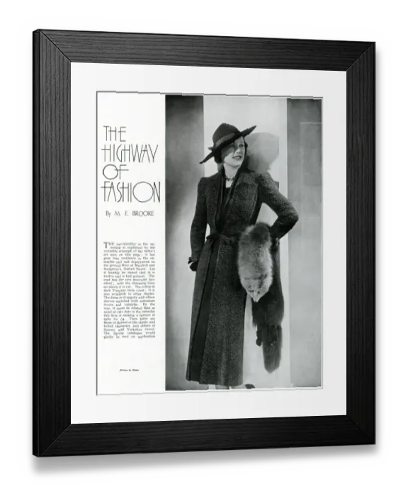 Framed Print : Model wearing a full length coat 1937 Framed Print : Model wearing a full length coat 1937
