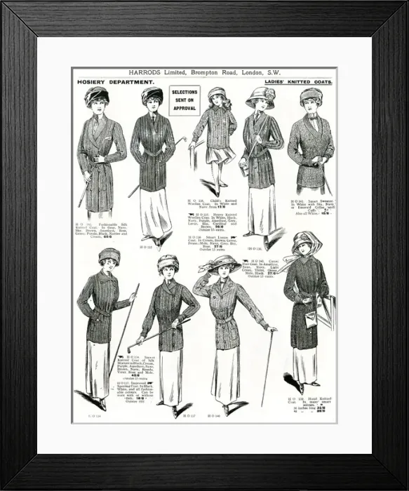 Framed Print : Trade catalogue of womens knitted coats 1911 Framed Print : Trade catalogue of womens knitted coats 1911