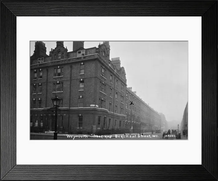 Framed Print : Weymouth Street and Beaumont Street, London W1 Framed Print : Weymouth Street and Beaumont Street, London W1