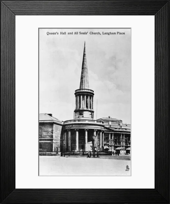 Framed Print : All Souls Church and Queens Hall, Langham Place, London W1