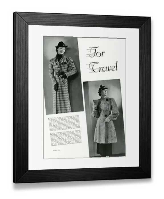 Framed Print : Models wearing travel coats 1937 Framed Print : Models wearing travel coats 1937