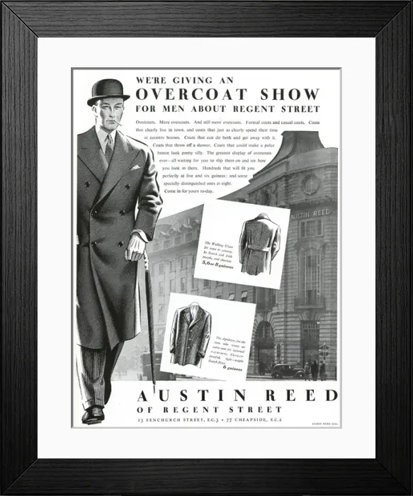 Framed Print : Advert for Austin Reed overcoats 1937 Framed Print : Advert for Austin Reed overcoats 1937