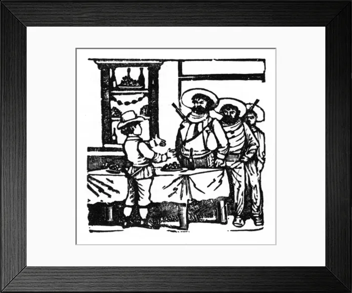 Framed Print : Frontispiece design, Mexican bandits Framed Print : Frontispiece design, Mexican bandits