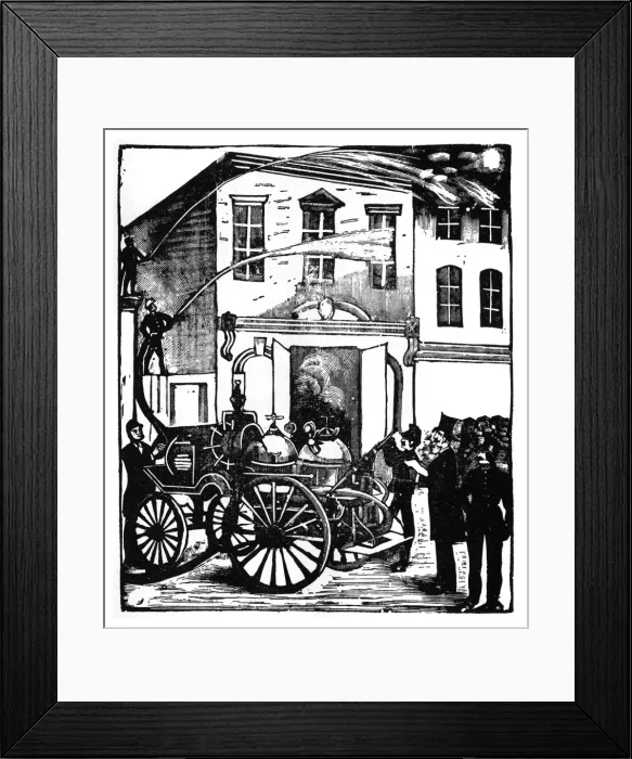 Framed Print : The conflagration, Mexico -- firefighters at work Framed Print : The conflagration, Mexico -- firefighters at work