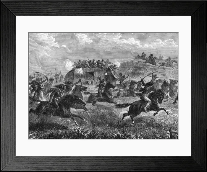 Framed Print : Indians Attack Mail / 1860 Framed Print : Indians Attack Mail / 1860