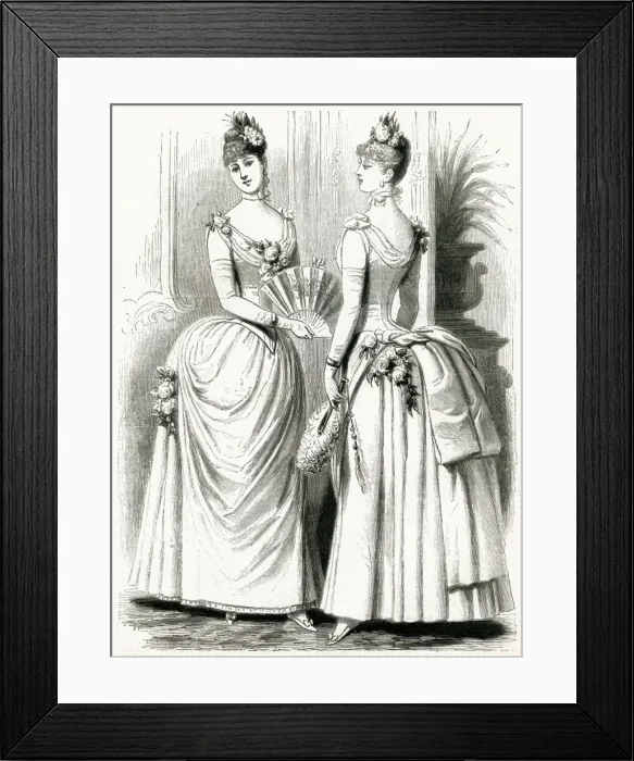 Framed Print : Womens ball dresses 1886 Framed Print : Womens ball dresses 1886