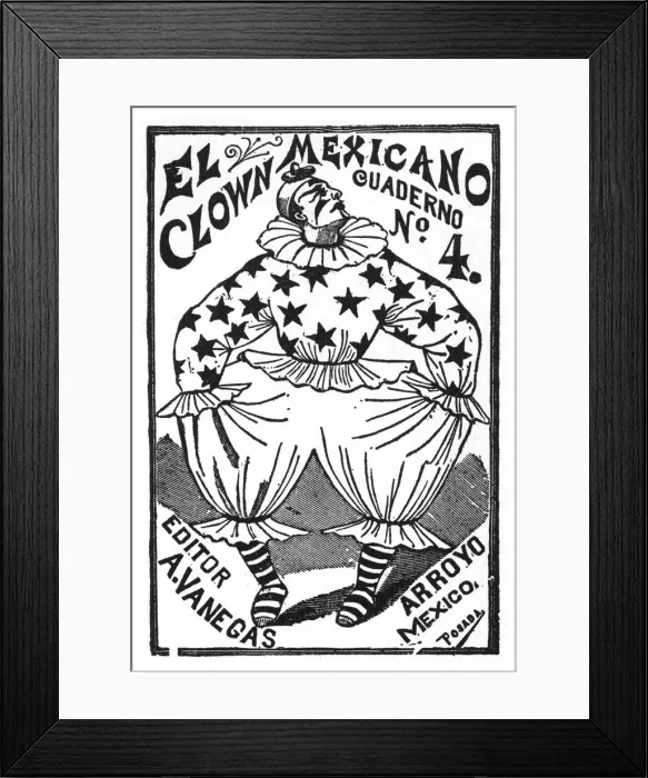 Framed Print : Posada, Book cover, El Clown Mexicano Framed Print : Posada, Book cover, El Clown Mexicano