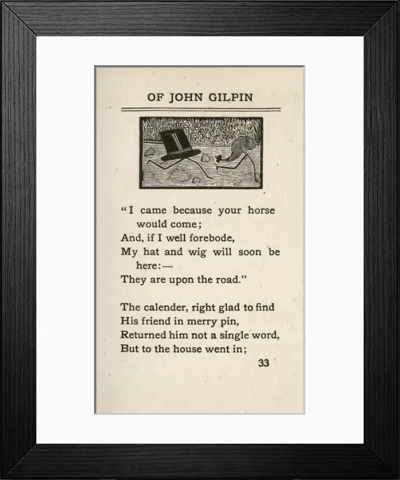 Framed Print : John Gilpins hat and wig run down the road after him Framed Print : John Gilpins hat and wig run down the road after him