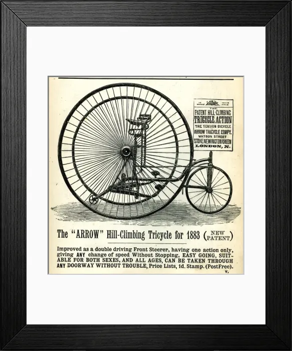 Framed Print : Advertisement, Arrow Hill-Climbing Tricycle