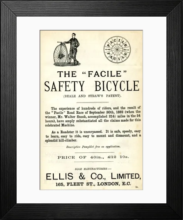 Framed Print : Advertisement, The Facile Safety Bicycle Framed Print : Advertisement, The Facile Safety Bicycle