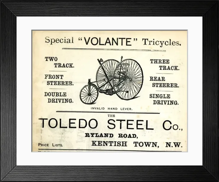 Framed Print : Advertisement, Toledo Steel Co, Volante Tricycles Framed Print : Advertisement, Toledo Steel Co, Volante Tricycles